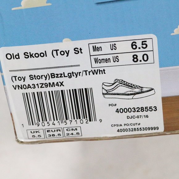 VANS Old Skool Toy Story Buzz Lightyear Sneakers Sz 6.5 M 8 W - Picture 2 of 10